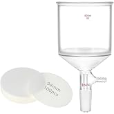 QWORK 500ml Borosilicate Glass Buchner Filtering Funnel with Medium Frit (G2) - 24/40 Standard Taper Inner Joint &amp; 100 Pcs 93mm Filter Paper