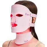 Red Light Therapy Mask for Face and Neck with 396 LEDs | 850nm Near Infrared (NIR), 7 Mode Portable LED Face Mask for True Anti-Wrinkles Skincare at Home (Pink)