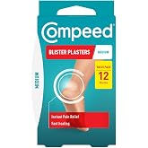 Compeed Medium Size Blister Plasters, 12 Hydrocolloid Plasters, Foot Treatment, Heal Fast, 100% Plastic Free Carton Pack,12 Count (Pack of 1)
