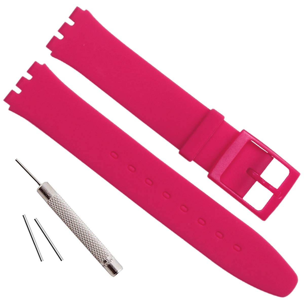 Ultra-Thin Swatch Replacement 16mm Waterproof Silicone Rubber Watch Strap Watch Band (Rose)