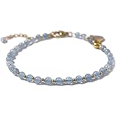 Morchic 3mm Tiny Beads Natural Gemstone Bracelet for Women, Adjustable 7.1" Energy Gem Charm Jewelry, Dainty Handmade Birthday Gift