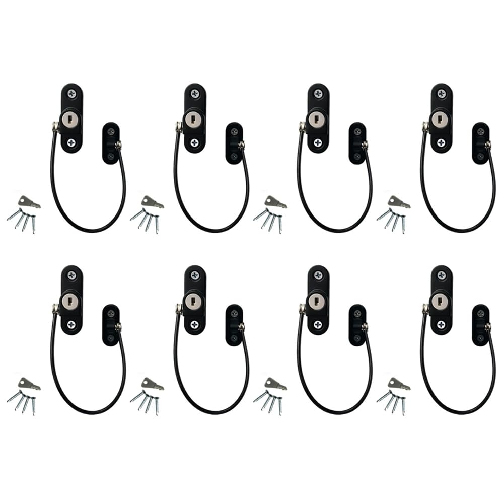 Barfeery 8 PCS Child Protection Window Restrictor Adjustable Window Lock Child Stopper Falling Prevention Security Locks A