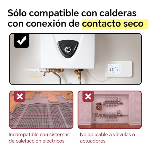 2 Wire WiFi Battery Thermostat for Gas Boilers Control Tuya Thermostat Programmable Daily, Compatible with Google Voice Control and Alexa.W506 3A