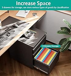 3 Drawer Mobile File Cabinet Under Desk Storage