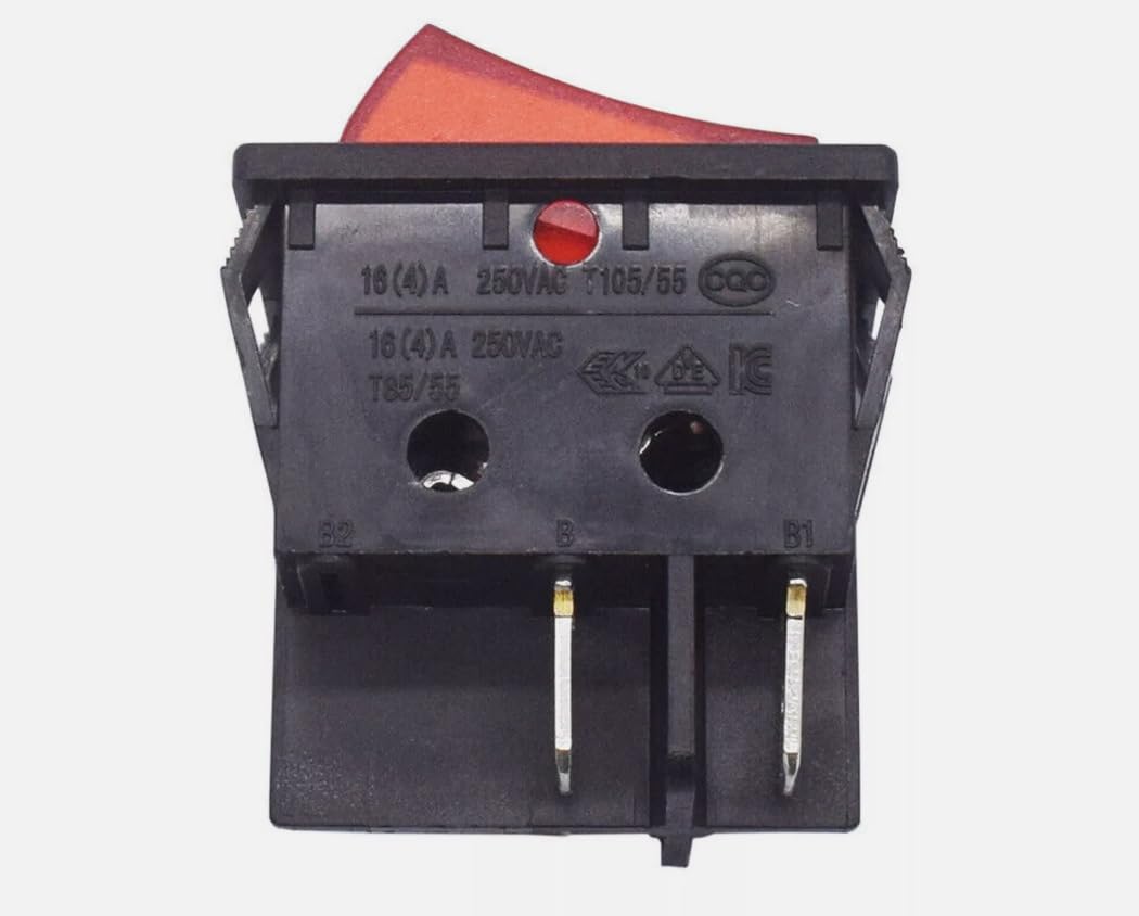 Photo 1 of 1 PC LECI RS606 2position 4pin Rocker Switch 16A250V T105/55 Red with Lamp