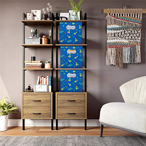 Dinosaur Fabric Storage Cubes Bins Kids 13x13x 13 in Navy Blue Storage