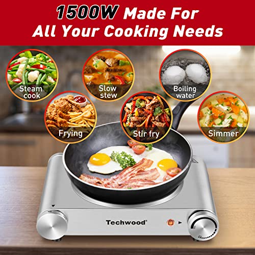 Hot Plate, Techwood Single Burner for Cooking, 1200W Portable Infrared