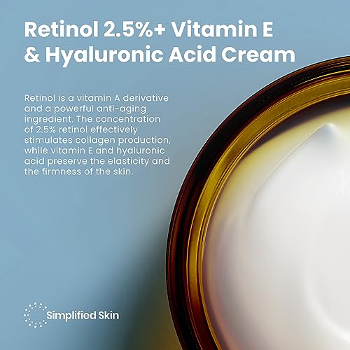 Simplified Skin Retinol Moisturizer Cream 2.5 for Face & Eye Area with