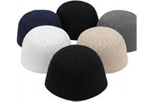 5-Pack Multicolor Knit Kufi Hat for Men – Turkish Muslim Prayer Cap, Taqiya/Takke/Peci Islamic Skullcap, Soft Stretch Fit, Br