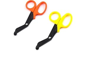 PMELCXD Supply Medical Scissors, 2 PCS 7-inch Bent Shears with Saw Scissors (Golden + deep Orange)