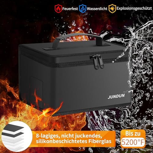 Pack of 2 Fireproof Battery Storage Box, 5200°F Explosion-proof Lipo Safe Bag with Waterproof Double Zip, Fireproof Box for Batteries for Charging and Storing