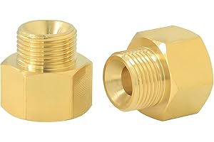 AIMATRUN 3/8" Female Thread × 9/16" Male Thread Extension Adapter, British-to-US Standard Brass Adapter Fitting. For angle valves, kitchen faucets, RV water pipe joints, radiator valves. 2PCS