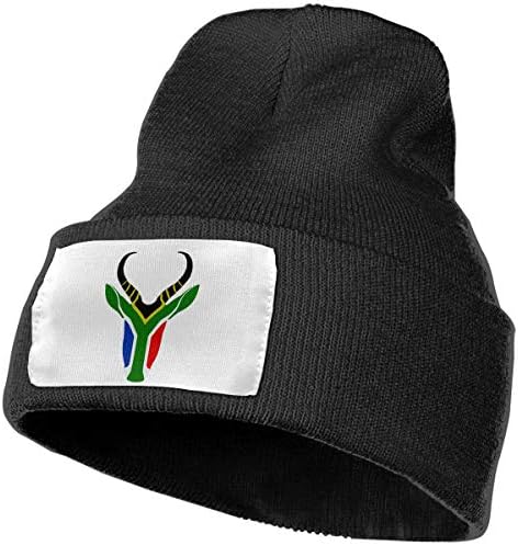 Unisex South African Flag Sprinbok Beanie Hat - 100% Acrylic Winter Warm Skull Knit Cap