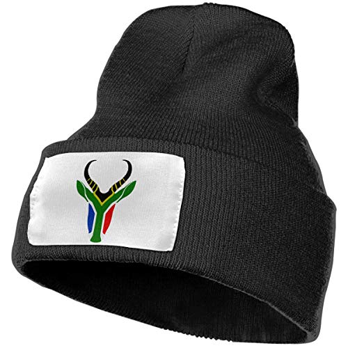 Unisex South African Flag Sprinbok Beanie Hat - 100% Acrylic Winter Warm Skull Knit Cap