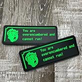 Overburdened PVC Patches 2 Pcs,Green Patch with Hook and Loop Backing, Humorous Funny Morale Patch,Funny Humor Gift for Tactical Backpacks, Hats, Bags, Vests, Jackets.