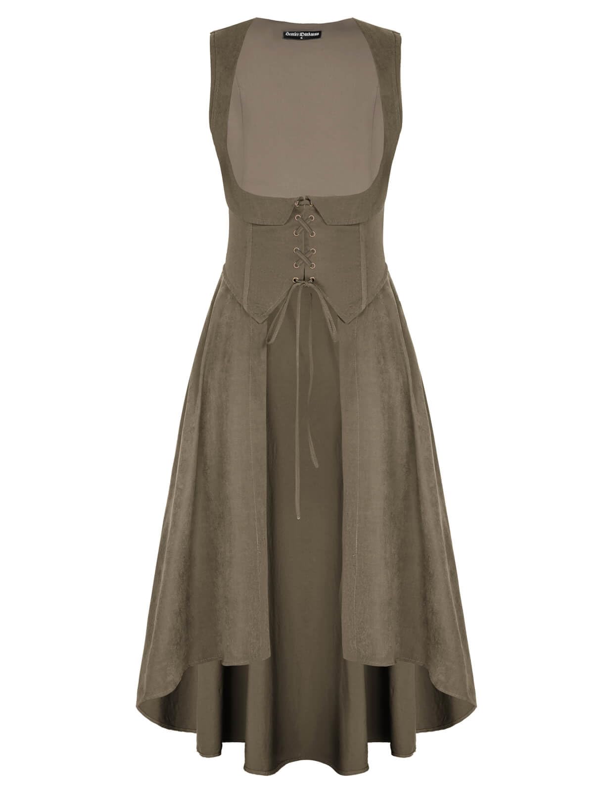 Scarlet Darkness Women Pirate Medieval Dress Renaissance Underbust Lace Up Overdress Khaki S Image