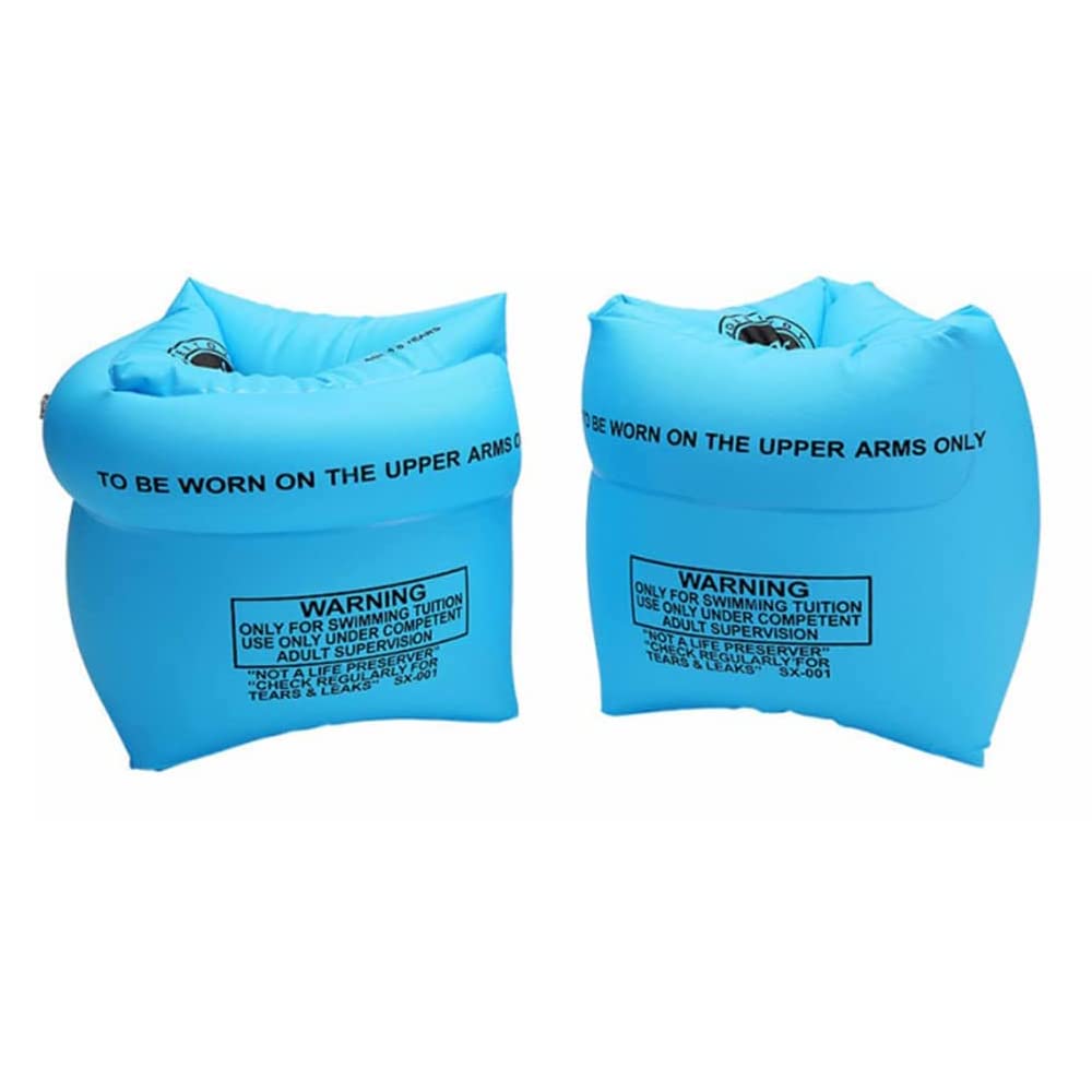 2-4 Pcs Inflatable Arm Swimming Floaties Bands, Floatation Water Wings, Swimming Arm Ring Floatie for Children and Adults 30-150LBS (Blue)