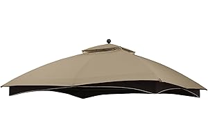 MASTERCANOPY Replacement Canopy Top for Lowe's Allen Roth 10x12 Gazebo #GF-12S004B-1 (Khaki Plaid,Riplock Material)