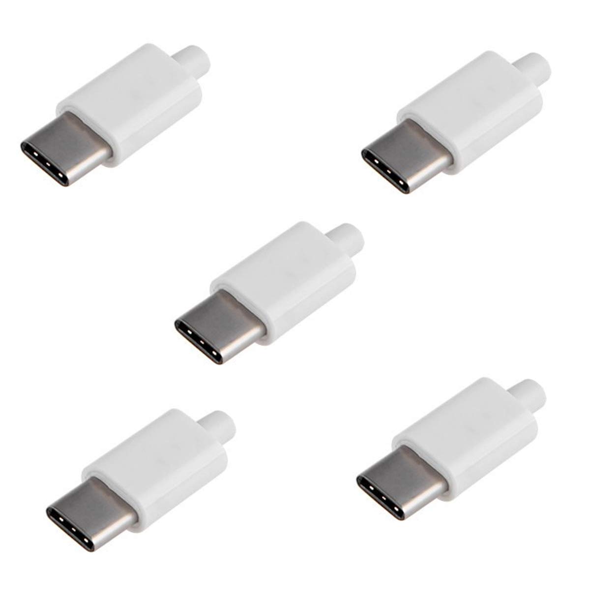 cablecc 5set DIY 24pin USB 3.1 Type C USB-C Male Plug Connector SMT Type with 3.5mm SR and Housing Cover White โ image 1