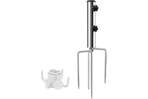 weallbuy Beach Umbrella Sand Anchor with 4 Legs, Removable & Adjustable Heavy Duty Metal Sun Umbrella Holder, Outdoor Umbrella Stand Steel Anchor for Beach Grass Sand