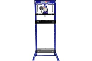 OUTGOODS 12 Ton Hydraulic Shop Press,h-Frame Heavy Duty Bearing Press Tool with Stamping Plates,Garage Floor Press for Metalworking,Bearing Removal,Repair Bend,Straighten,Blue w/Pressure Gauge