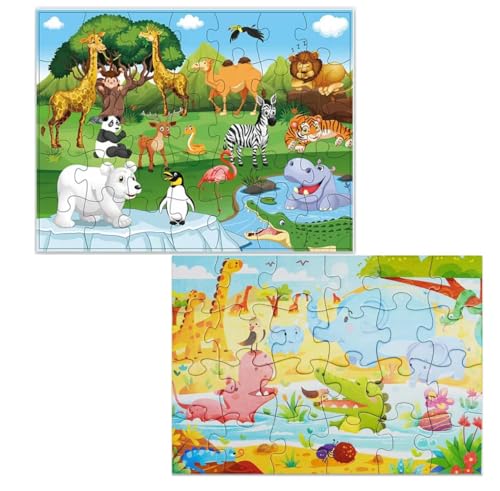 2-Pack Kids Puzzles,35 Piece for Kids Age 3-4 and 24 Piece for Kids Age 3,for Toddler Children Learning Preschool Educational Development Toys 3-4 Years Old Birthday Gift for Boys and Girls