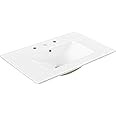JONATHAN Y SNK1002A Ancillary 3-Hole 30 in. W x 18.25 in. D Classic Contemporary Rectangular Ceramic Single Sink Basin Vanity Top, White