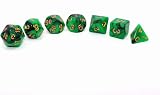 CREEBUY Green & Black Dice Set 7-Die DND Polyhedral Acryl D&D RPG view 2