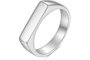 MYNENEY Stainless Steel Square Shape Signet Style Classical Simple Plain Wedding Engagement Statement Ring