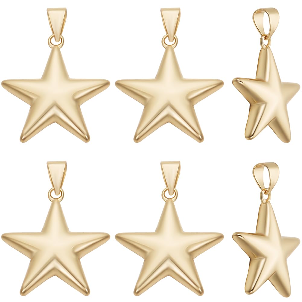 Beebeecraft 1 Box 10Pcs Golden Star Charms Bulk Real 18K Gold Plated Brass Metal Five Pointed Stars Shaped Mini Dangle Pendant Charm for Jewelry Making Pendants Necklace Bracelet DIY Crafts Supplies