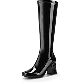 DREAM PAIRS Women's Gogo Boots Chunky Knee High Boots | Wide Calf Square Toe comfortable Boots for Party Daily Disco Outfit Fashion Cute Boots
