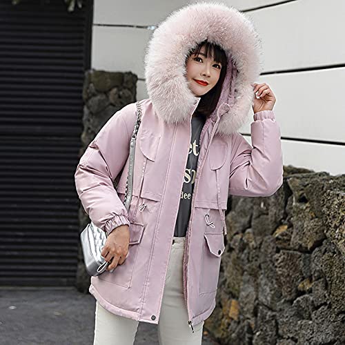 Womens Thick Hooded Parkas Coats - Long Sleeve Full Zipper Baggy Puffer Lon Womens Thick Hooded Parkas Coats Windproof Waterproof Faux Fur