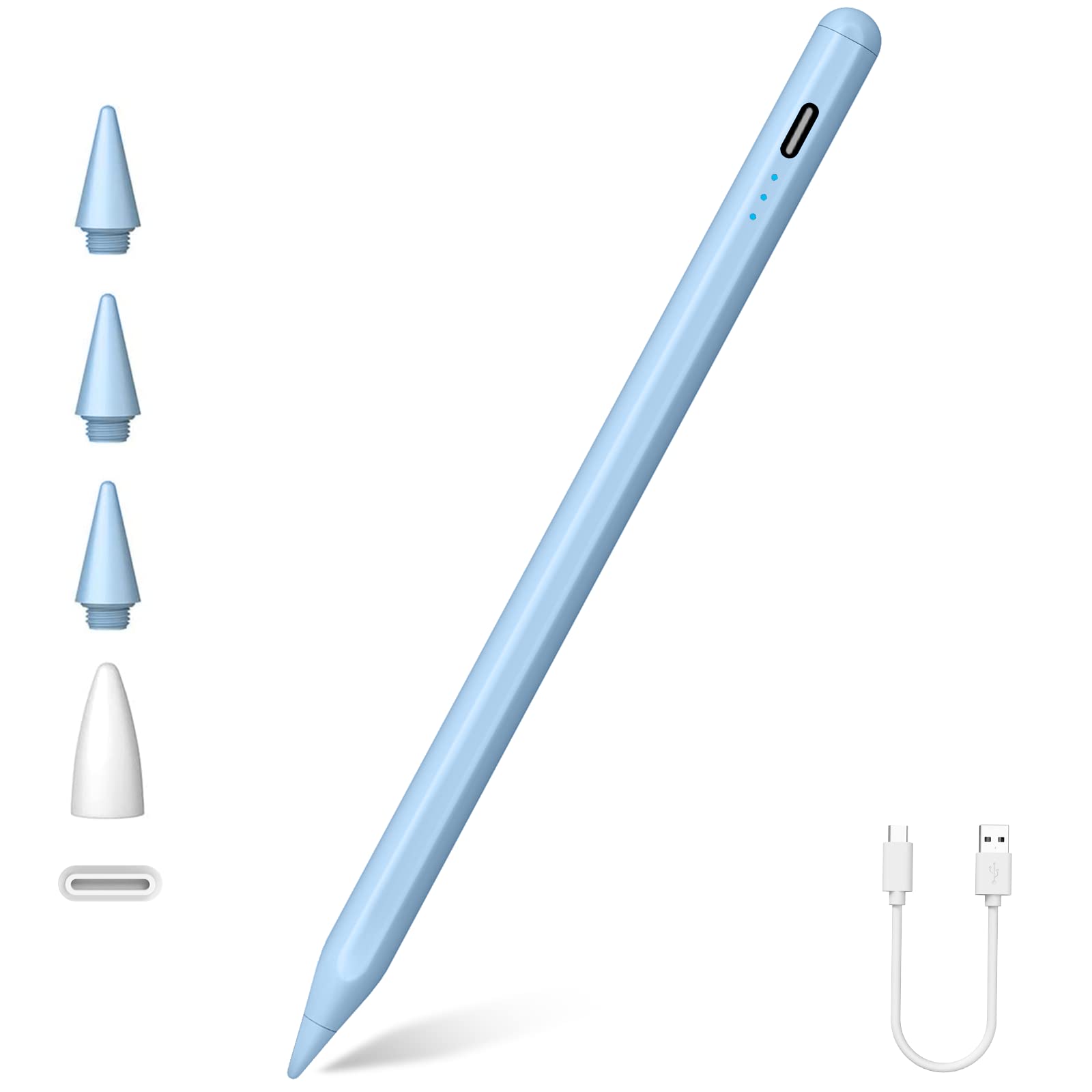 Pencil for Apple iPad 2025-2018, 2X Fast Charge, Palm Rejection, Tilt Sensitivity Stylus Pen for iPad A16 11th/10th/9th-6th Generation, Air M2 M3 11/13 inch/5-3 Gen, Pro M4 11"/12.9", Mini 7/6/5