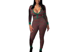 KMBANGI Christmas One Piece for Women Jumpsuit Print Romper Sexy Pajamas One Piece Sleepwear Xmas Holiday Family Pjs
