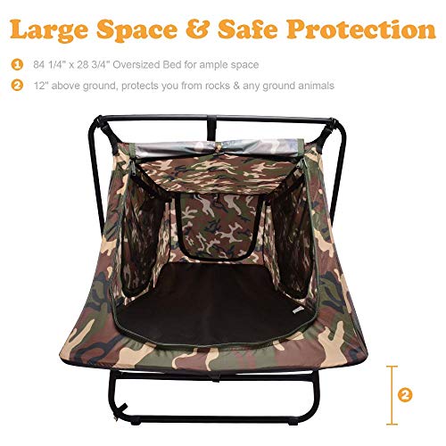 Single Tent Cot Folding Cot Tent with Rain Fly Bag Portable