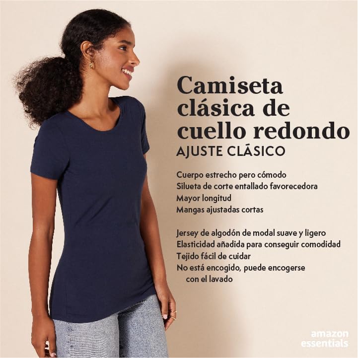 Camiseta de Manga Corta con Cuello Redondo y Corte Recto Mujer, Pack de 2, Verde Menta/Verde Militar, S — foto 2 de 8