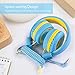 iClever Kids Headphones Girls Toddler - Wired Headphones for Kids on Ear, 94dB Volume Control, Tangle-Free Cord, Foldable, Child's Headphones for iPad Tablet Kindle Airplane School - Blue/Yellow