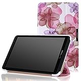MoKo Verizon Ellipsis 8 Case (Model QTAQZ3) 2014 Release - Ultra Lightweight Slim Shell Standing Cover for 8-Inch Verizon Ellipsis 8 Tablet, Floral PURPLE (NOT FIT Ellipsis 8 HD 2016 Release)