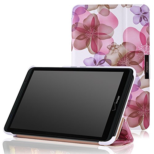 MoKo Verizon Ellipsis 8 Case (Model QTAQZ3) 2014 Release - Ultra Lightweight Slim Shell Standing Cover for 8-Inch Verizon Ellipsis 8 Tablet, Floral PURPLE (NOT FIT Ellipsis 8 HD 2016 Release)