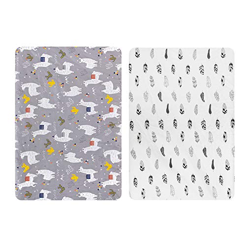 ALVABABY Pack n Play Baby Play Playard Sheets, 2pcs 100% Organic Cotton,Large 27x39x4,Soft and Light，Portable Crib Sheet…