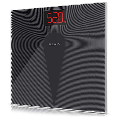 SUNAVO Digital Bathroom Scale 400 Pounds Step-On Technology Waterproof Fingerprint Body Weight Scale Non-Slip Design Backlit Displays Scale with Tempered Glass (Bathroom Scale) - Thumbnail 7