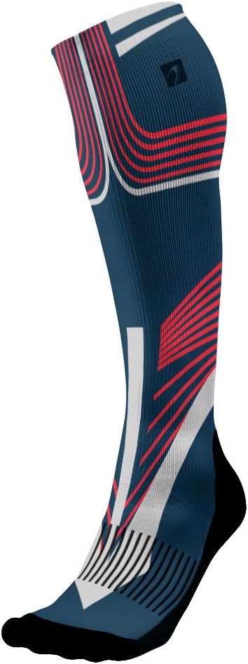 Designer Compression Socks Graduated for Performance and Recovery by Acel (Carver Red, L)