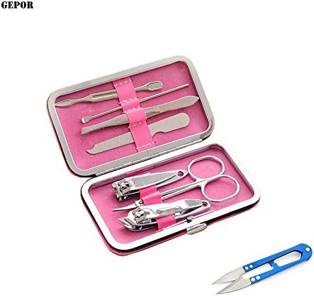 7 in 1 Stainless Steel Manicure Pedicure Set with Case + Small scissors 1Pcs