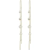 Long Chain Rhinestone Threader Earrings for Women Sparkling Silver Plated Cubic Zirconia Tassel Earrings Minimalist Thread Earrings Charm Jewelry Gift