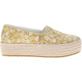 TOMS Women's Valencia Platform Espadrille, Golden Honey Shadow Print, 8 | Platform espadrille with 1.5" woven heel, textile upper and lining, CloudBound insole for all-day comfort, casual fun look