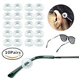 YR Soft Silicone Eyeglasses Temple Tips Sleeve Retainer, Comfort Anti-Slip Ear Cushions For Sunglasses 10 Pairs-Clear
