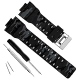Natural Resin Replacement Watch Band Strap for Casio Mens G-Shock GD120/GA-100/GA-110/GA-100C (Camouflage-Dark Grey)