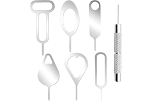AYWFEY 7Pcs SIM Card Removal Openning Tool Tray Eject Pins Needle Opener Ejector Compatible with All iPhone Apple iPad HTC Samsung Galaxy Cell Phone Smartphone Watchchain Link Remover (7Styles)