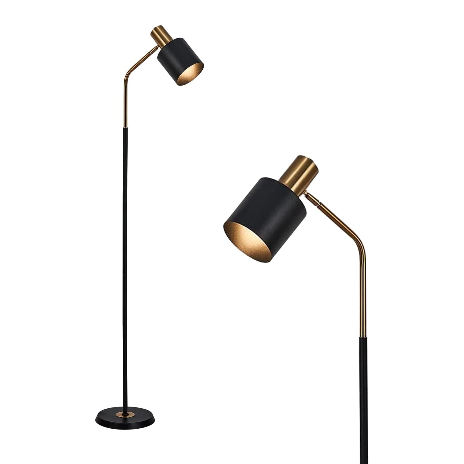 Photo 1 of O'NEELDY Modern Industrial Floor Lamp 65" Black Standing Lamp, Black and Gold with 360° Adjustable Lampshade, 12W E26 Bulb Included, Floor Lamp for Living Room, Bedroom, Office