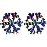 CoolHubcaps Two Holographic Snowflake Magnets (Striped)